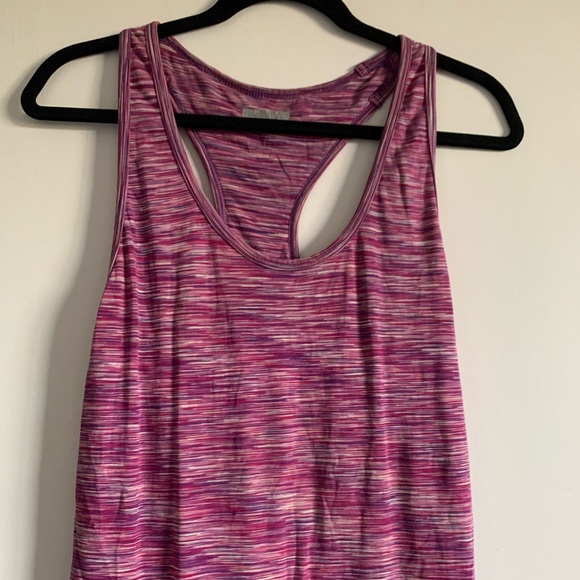 Athleta Pink/Purple Striped Racerback Tank Top w/ Built in Low Impact Bra - Picture 2 of 5
